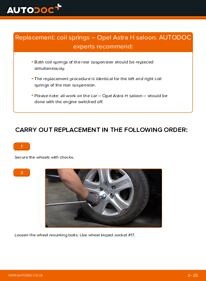 How to change rear coil springs on Opel Astra H saloon – replacement guide