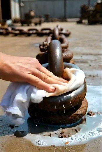 Extreme Rust Removal on a Steel Chain Link 🔗 | Satisfying Metal Cleaning #Shorts