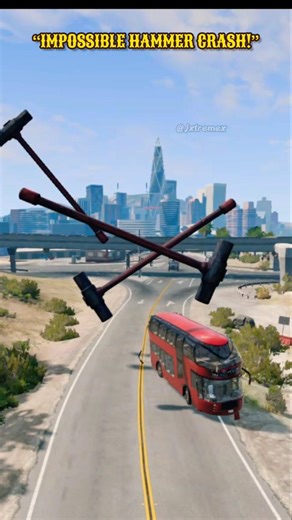 GIANT HAMMER vs BUS 😱 | BeamNG Drive Realistic Crash #shorts #gaming