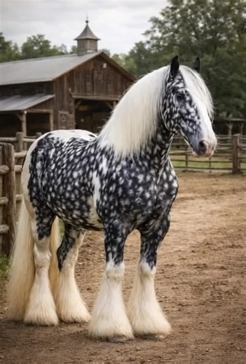 cheval Gypsy vanner dans un ranch rustique #viralvideo #viraltiktok #horses #animalsofttiktok