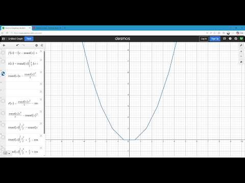 Finding the antiderivative of round(x) using Desmos graphing calculator.