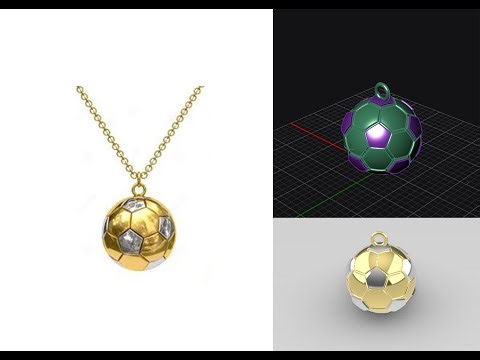 Golden Football Ball Pendant Modeling in Rhino Matrix Jewelry CAD Tutorial