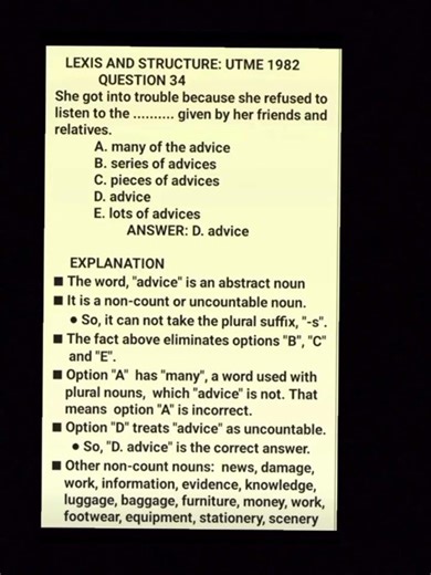 LEARN ENGLISH - JAMB UTME PAST QUESTION #learning #learnenglish