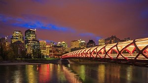 Peace Bridge over Bow River in Calgary, Canada. 30fps
