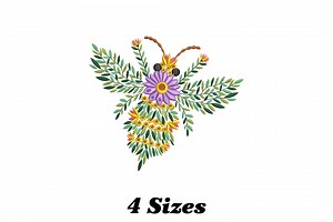 Floral Bee Machine Embroidery Design: Whimsical Charm (digital Download) - Etsy