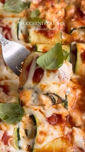 Zucchini Roll-ups! 😍 Ingredients: Zucchinis * 4 zucchinis * 1 tbsp olive oil * pinch of salt & pepper Ricotta filling * 1 cup ricotta cheese * 1/4 cup grated parmesan cheese * 1/4 cup chopped basil leaves * 1 garlic clove, minced * salt & pepper to taste * 1 egg Other ingredients * 1 jar of your favourite tomato sauce * 1 cup shredded mozzarella cheese * Fresh basil to garnish Prep the zucchini: Slice the zucchini lengthwise to be 1/4 inch thick, then toss with olive oil, salt and pepper and ba