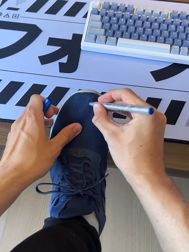 Creative Desk Setup with Custom Sneakers and RGB PC