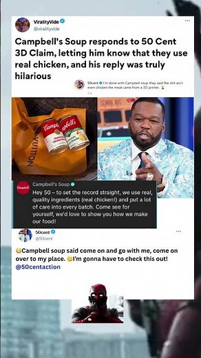 50 Cent claims Campbell's Soup is 3D, and their reply was truly hilarious