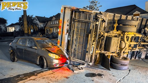 Box Truck Crashes and Lands on Top of a Toyota!