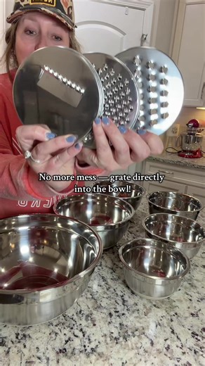 Upgrade your kitchen with these stackable bowls — one comes with a built-in grater attachment for mess-free prep! Grate cheese, veggies, or chocolate directly into the bowl, then stack the rest for easy storage. Perfect for busy cooks, small kitchens, or anyone who loves practical, time-saving gadgets. #kitchenhacks #kitchengadgets #mixingbowls #stackablebowls #tiktokshopholidayhaul