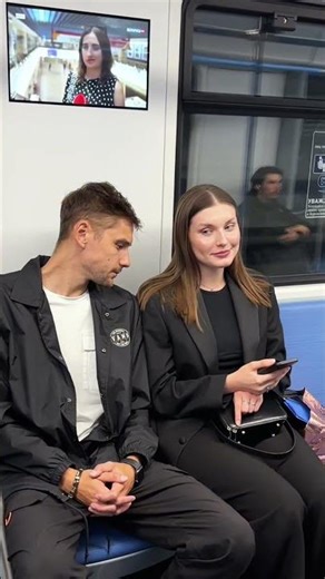 She didn't notice him staring on the subway #subway #couple #shorts