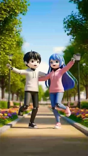 Robot Boy and Girl Dancing Together in Public Place #DreamScreenAI #3d #cartoon #anime #lovers