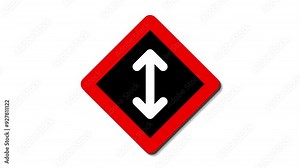 Two-Way traffic road sign animation. Directional arrow.