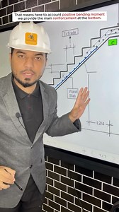 ✅ Reinforcement details in staircase 📌Reinforcement Layout: Treads and Risers: Reinforce both the treads and risers with appropriate bars. Typically, for a staircase, you would use top and bottom reinforcement in each step. Stringers: These are the inclined members that support the treads. They usually require substantial reinforcement, often with vertical and horizontal bars. Landing Slabs: Reinforce landing slabs with a grid of reinforcement bars to support the load from the staircase. 📌Bar 