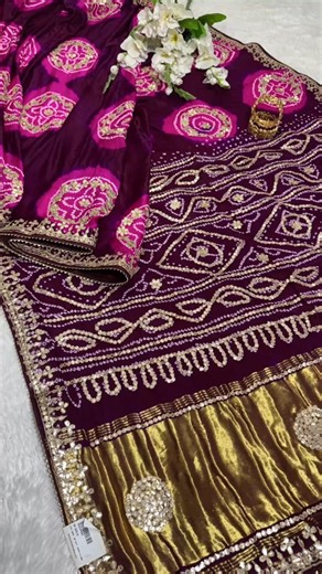 Kcpc Bandhani on Instagram: "🔥 KCPC Special Pure Gaji Silk Handmade Bandhej Gotapatti Laddu Bandhej Saree. ✨ Royal Elegance Ki Pehchan! Yeh khubsurat saree bani hai pure Gaji Silk se, jisme laddu Bandhej ka traditional touch diya gaya hai. Gotapatti handwork ke intricate design ise ek classy aur luxurious look dete hain. 🌸 💖 Special Highlights: ✔️ Pure Gaji Silk – Soft & Lustrous Finish ✔️ Handmade Laddu Bandhej – Traditional Rajasthani Art ✔️ Gotapatti Handwork – Royal Craftsmanship ✔️ Perfe