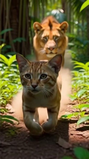 Cat Fight with Lion | Meow | Miow | #cat #cute #animation #ai #viral