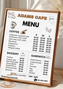 Luxury Cafe Menu, Coffee Shop Menu, Cafe Menu Flyer, Editable Menu, Coffee Price List Template, Cafe A4, 5x7in Menu Canva Template - Etsy UK