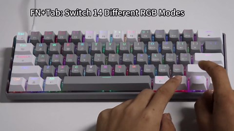 HUO JI Portable 60% Mechanical Gaming Keyboard, RGB LED Backlit Compact 61 Keys Mini Wired Office Keyboard with Red Switch for Windows Laptop PC - Grey/White