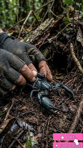Mounted Micro Camera on Emperor Scorpion Into Its Burrow
