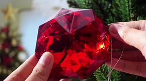 Syhood 6 Pack Jewel Ornament 3.9"- 6.5" Acrylic Jewel Ornaments for Christmas Tree Glitter Christmas Tree Hanging Decorations Gemstones for Xmas Wedding Holiday Party Decor(Red)