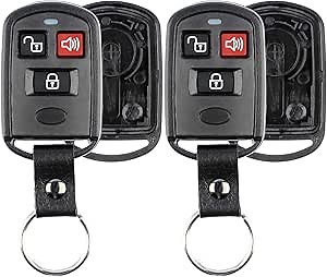 KeylessOption Keyless Entry Remote Key Fob Case Shell Button Pad Cover Leather Strap For Hyundai Kia (Pack of 2)