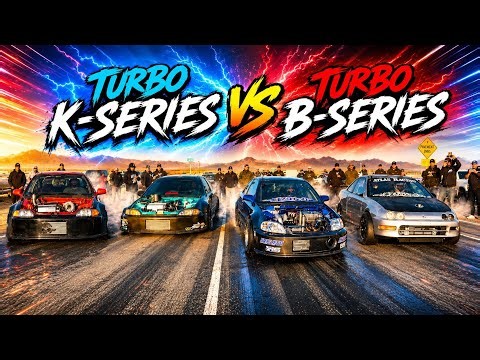Turbo Bseries Vtec EK/DC vs Turbo Kseries EG/EJ! Head Up #1320 Street Racing!