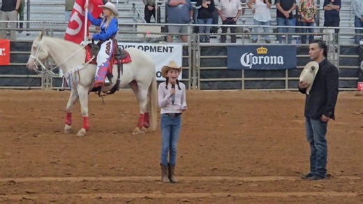 Cheyenne sang the National Anthem for the Double K Rodeo Productions Randolph Al rodeo tonight! So proud of her! | Cameron Krellner Morris
