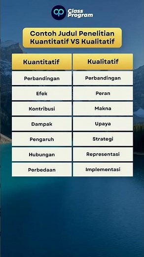 Contoh judul penelitian Kuantitatif VS Kualitatif