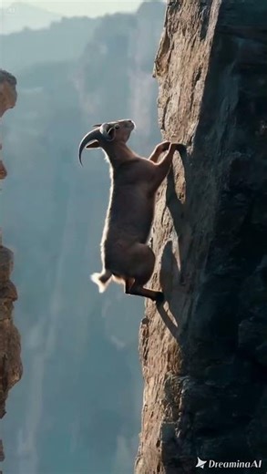Mountain Goat Climbs a Sheer Vertical Cliff #ai
