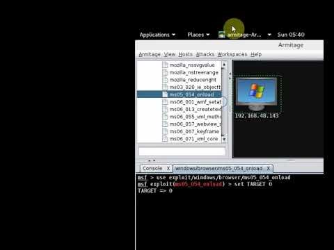 Attack Windows XP error: ms05_054 - Armitage