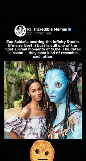Zoe Saldaña meeting the Infinity Studio life-size Neytiri bust is still one of the most surreal