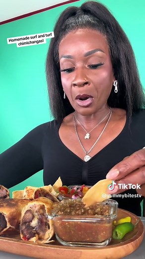 Homemade surf and turf chimichangas! For the recipe or my cookbook, please click the link in my bio!