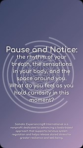 Pause and notice: the rhythm of your breath, the sensations in your body, and the space around you. What shifts as you hold curiosity in this moment? Through Somatic Experiencing®, we reconnect with the body’s natural ability to self-regulate, supporting nervous system balance and resilience. Somatic Experiencing® International (SEI) trains professionals to help clients resolve nervous system dysregulation, guiding them toward a deeply embodied and integrated state. Through an in-depth study of 
