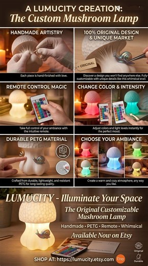 Lámpara Blanca De Hongo, Con Control Remoto, Cambia De Intensidad Y Color De Luz - Etsy