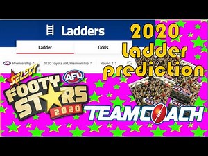2020 AFL Ladder Predictions - Teamcoach - Select Footy Stars Pack Oenings