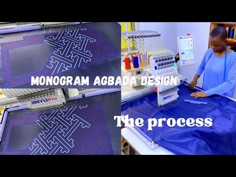 Monogram design || Agbada neckline design #monogram #studiovlog #embroidery