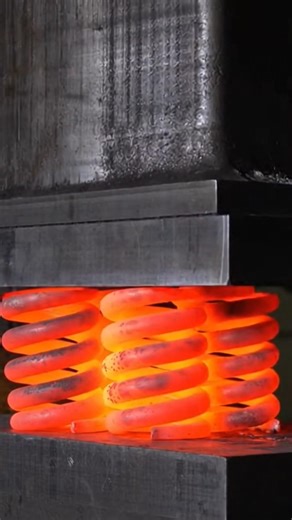 Hydraulic Press vs Red-Hot Steel Spring (1000°C) – Insane Crush Test!