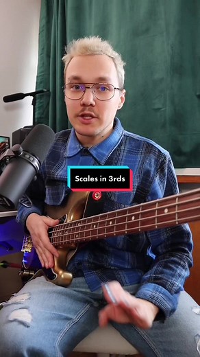 Practice scales in thirds🔥 #basslesson #bassplayer #musictheory #bass #harmony
