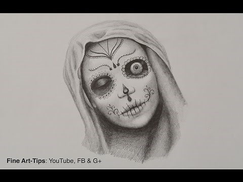 How to Draw a Catrina (Lady With Skull Make-Up) - Halloween Special