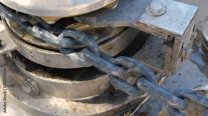 marine windlass on ship vessel working, chain movement, nautical maintenance, drop anchor process