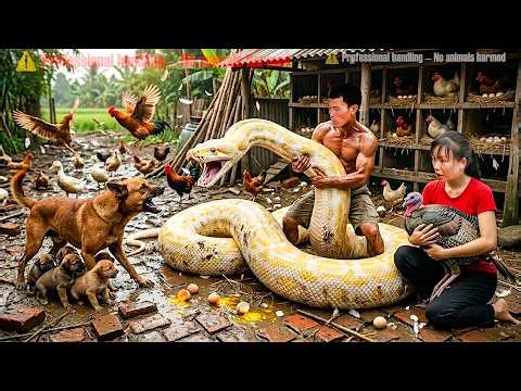 72 Hours of Terror 😱 Giant Python Invades Chicken Farm – Animals Panic, Fight for Survival!