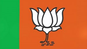 waving flag of BJP part background with correct color combination