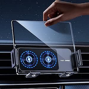 Wireless Car Charger for Samsung Galaxy Z Fold 7 6 5 4 3 2, Rotatable Dual Coils Fast Charging Phone Holder for Pixel 9 Pro Car Mount, Air Vent Cell Phone Mount for Galaxy Z Fold Accessories