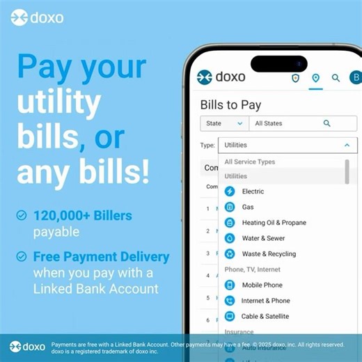 Pay all your utility bills with doxoBILLS!