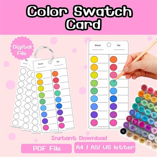 Color Swatch Card Printable PDF | Marker Swatch Sheet A4 A5 US Letter | Ohuhu Copic Color Chart Tracker | Instant Download - Etsy