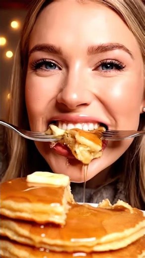 ASMR Eating Pancakes 🥞 Fluffy Bites & Syrup Sounds (No Talking)
