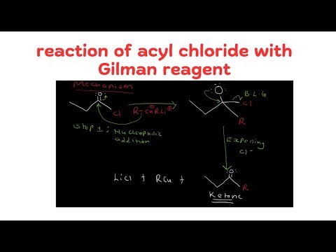 reaction of acyl chlorides with Gilman reagent