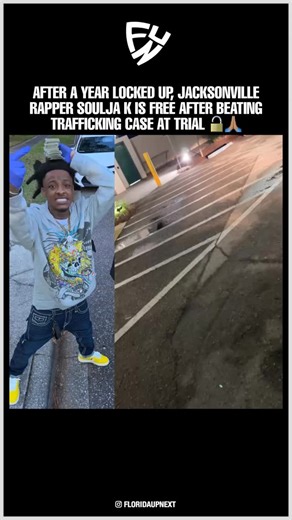 Jacksonville rapper Soulja K is finally FREE after beating trafficking charges at trial in Georgia, he spent a full year locked up before winning his case and walking out a free man 🔓🙏🏽🔥 you think this comeback about to hit different? 👀 | Floridaupnext