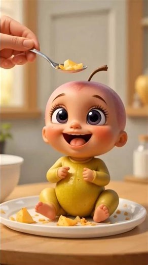Cute Baby Plum Eating Cartoon | Palm Fruit Animation #shorts