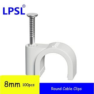 [Hot Item] Round Cable Clips, 100 Pack White 8mm Wire Cable Clips Management with Steel Nail for TV Computer Telephone